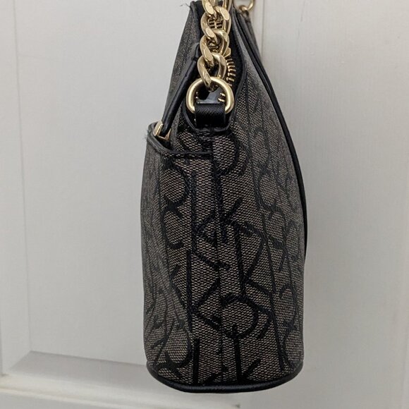 Calvin Klein Ck Must Monogram Recycled Crossbody Bag In Brown Black . Great Cond - Picture 4 of 14